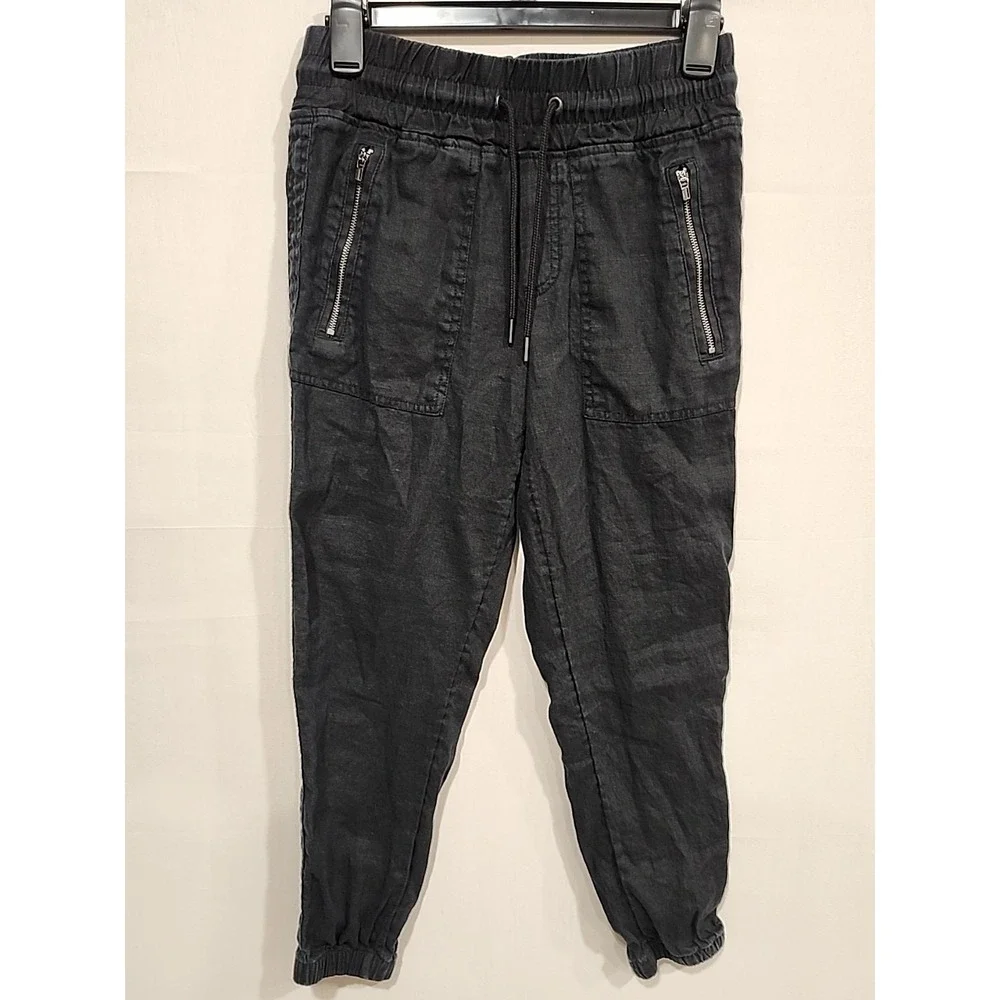 Athleta Joggers Womens Size‎ 0 Petite Black, Zippered Pockets Elastic Waist